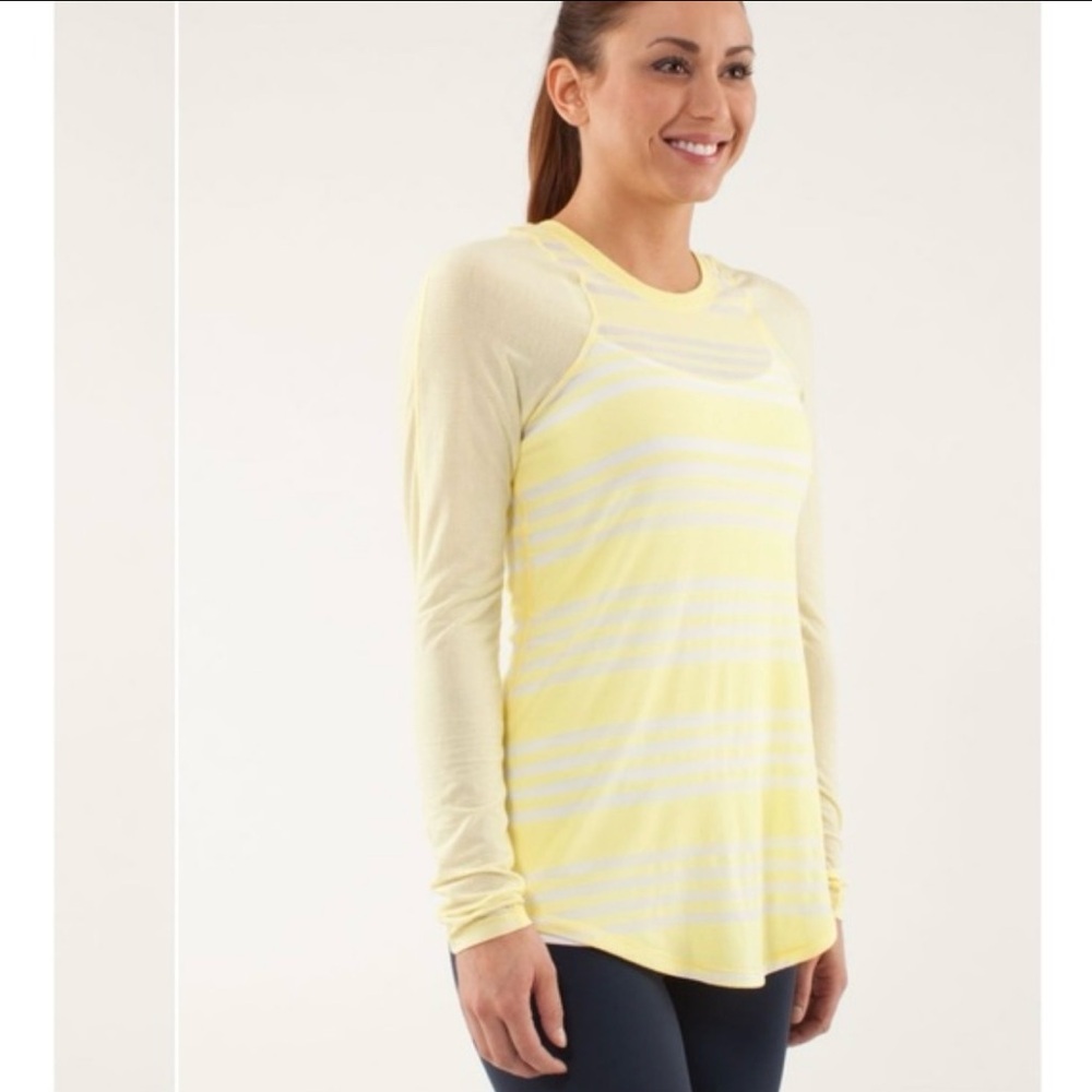Lululemon Digni Tee Long Sleeve Top Striped Crew Lightweight Sheer Stretch Shirt